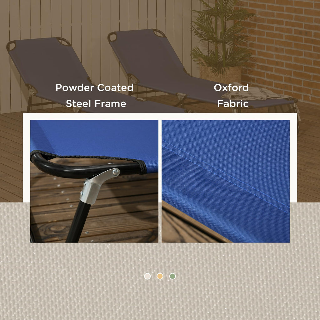 Blue 2 Pieces Folding Chaise Lounge Chair with 5-Level Back M3305