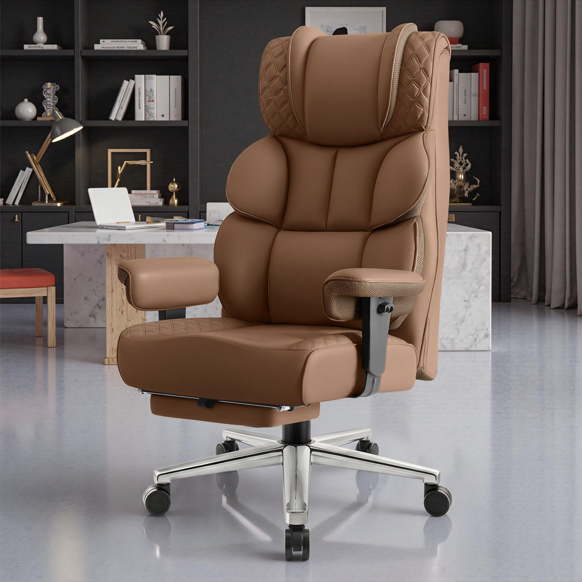 Big and Tall Leather Gaming Chair with Footrest S20413