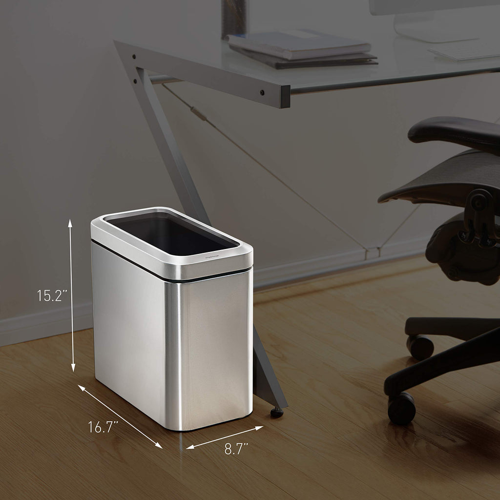 25L Brushed Stainless Steel Slim Open Trash Can V92855