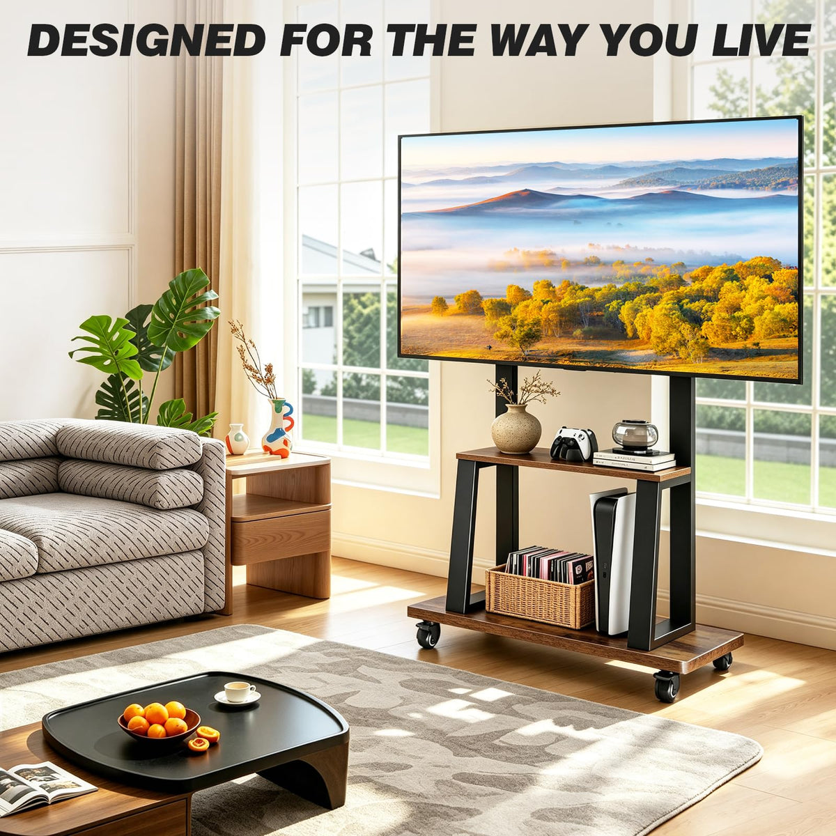 Mobile TV Cart for 37"-75" TVs with Wheels O1779