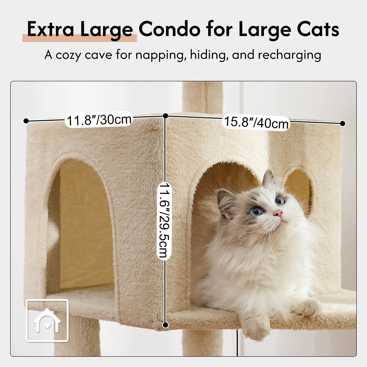 Beige Cat Tree with Hammock and Bed X9594