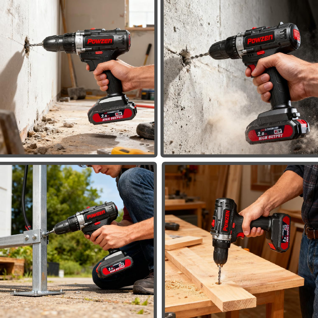 21V Brushless Cordless Power Drill with 2 Battery and Charger U34397