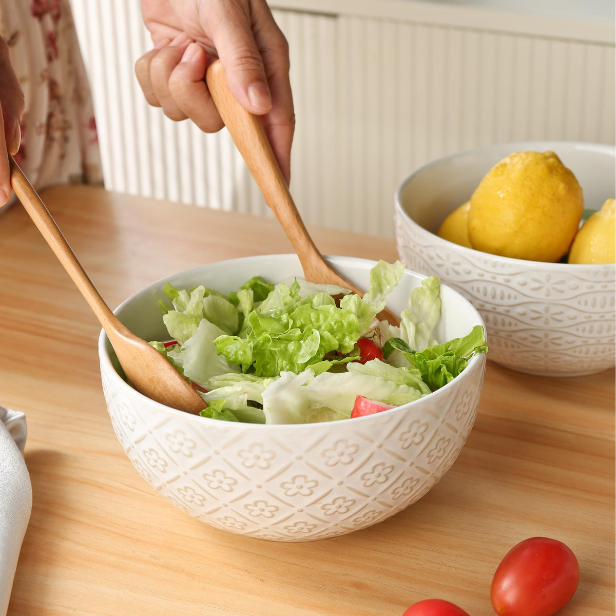40 OZ Ceramic Bowls Set of 4, 6.7 Inch White S73943