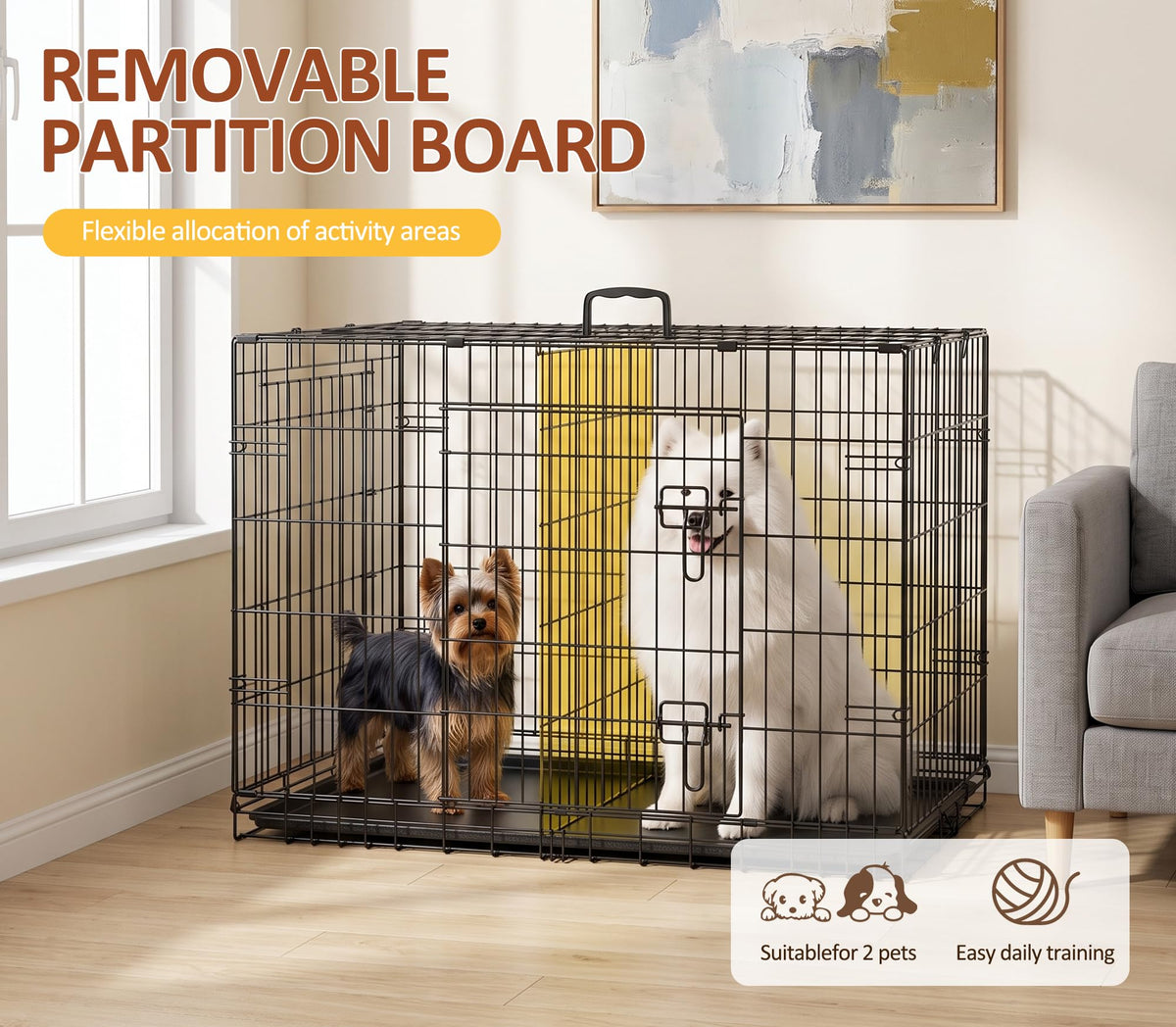 48 inch Folding Metal Wire Dog Crate with Double Door G98745