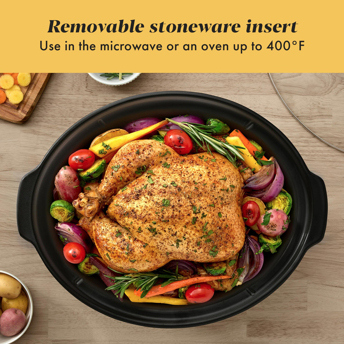 7-Quart Manual Slow Cooker, Family Size, Removable Stoneware, Dishwasher Safe, Stainless Steel Z57652