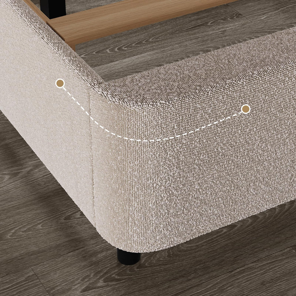 Cream Boucle Upholstered Queen Platform Bed T968