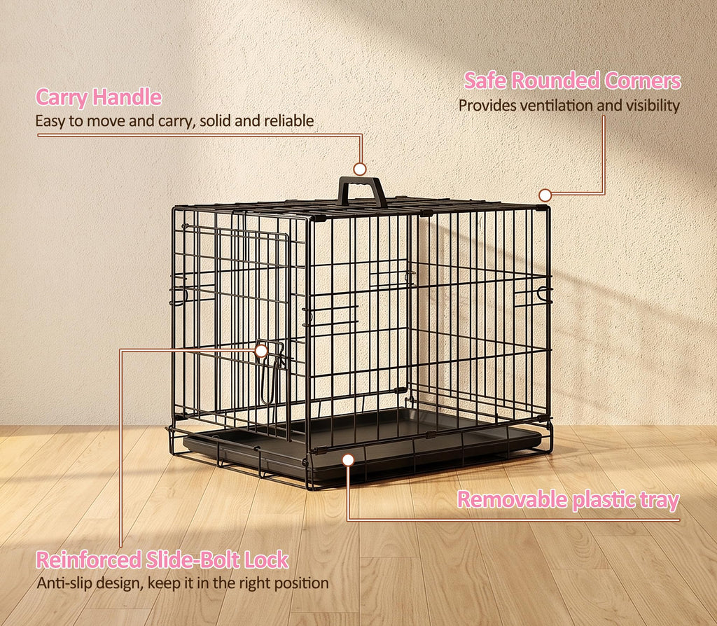 Portable Single Door Dog Crate with Removable Tray J19077