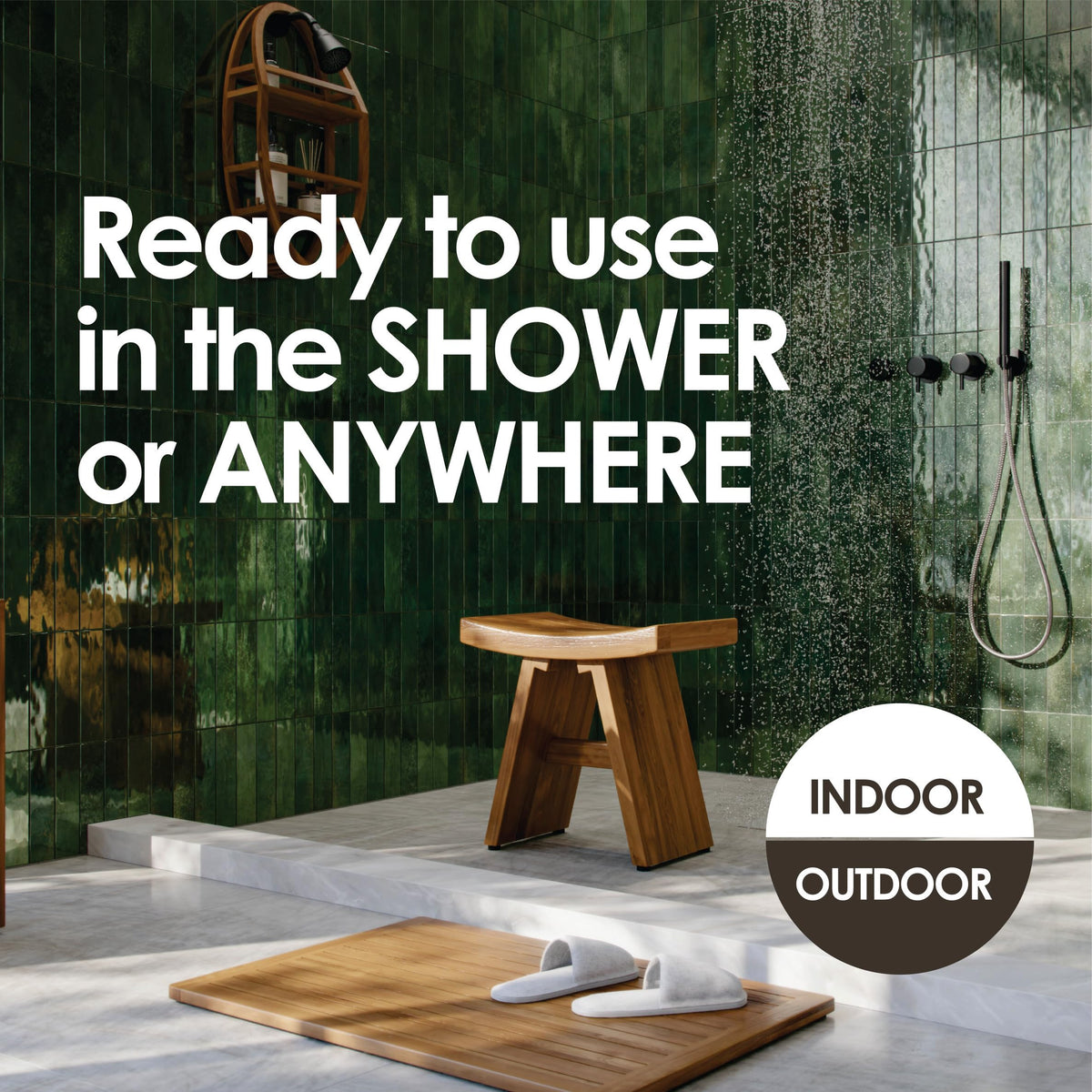 36" Teak Shower Bench with Shelf T70264