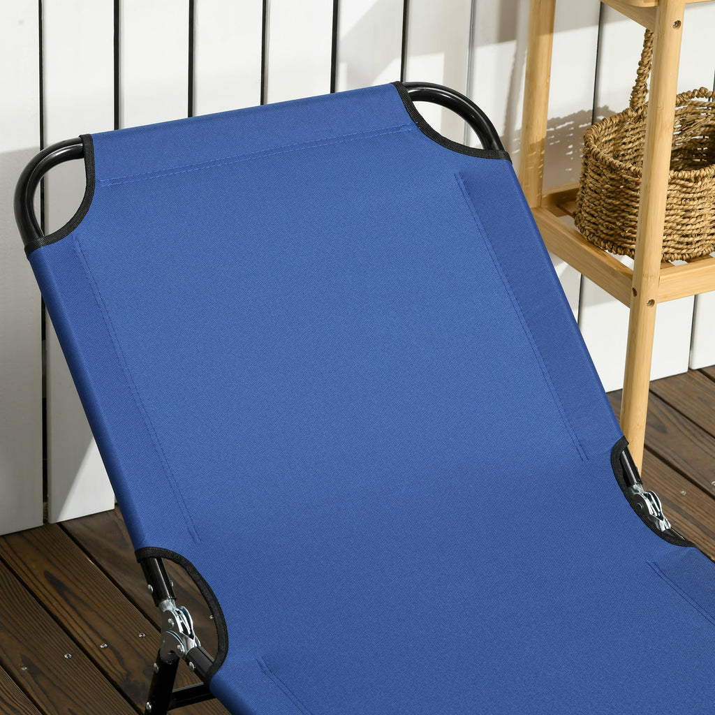 Blue 2 Pieces Folding Chaise Lounge Chair with 5-Level Back M3305