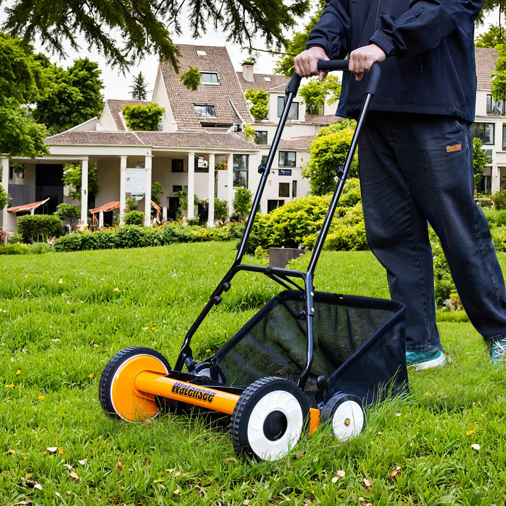 20-Inch 5-Blade Manual Reel Lawn Mower with Grass Catcher H13846