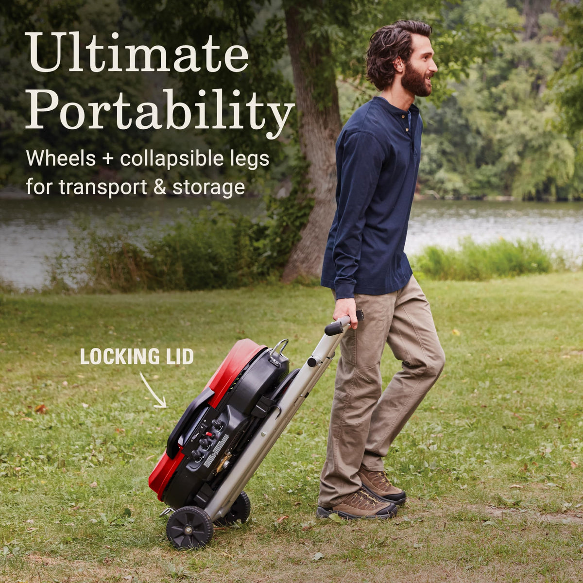 Portable Propane Grill, 3 Burners, Red Z902