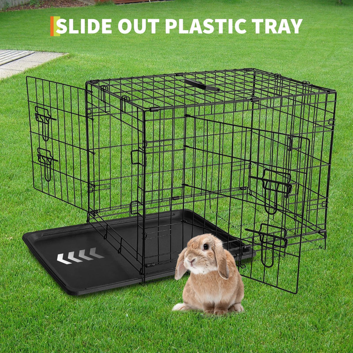 48 inch Portable Folding Dog Crate with Slide Out Tray L842422