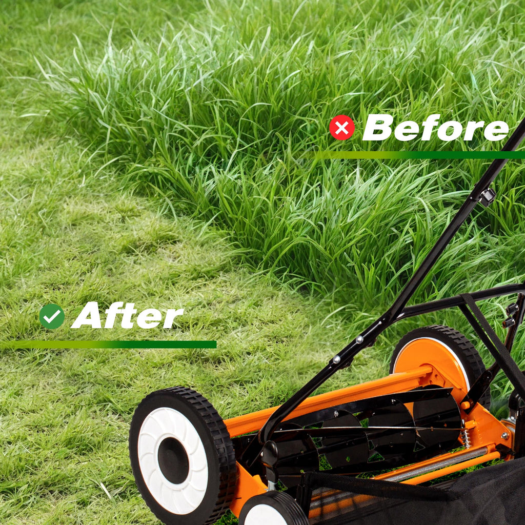 20-Inch 5-Blade Manual Reel Lawn Mower with Grass Catcher H13846