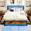 King Size Wood Bed Frame with 4 Storage Drawers A8580
