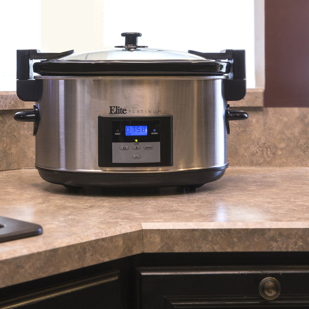 8.5-Quart Stainless Steel Programmable Slow Cooker with Locking Lid P41603