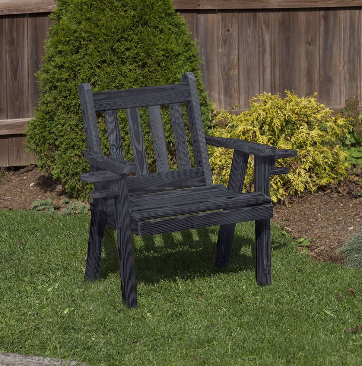 Pressure Treated Outdoor Bench with Cup Holders Q658372